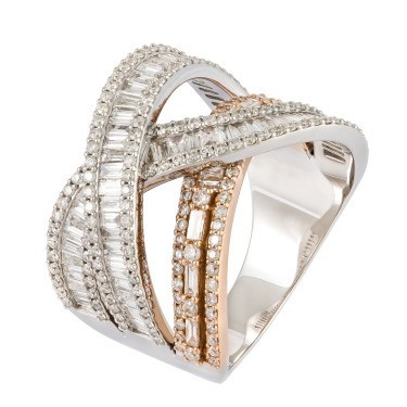 Anel em ouro branco e rose com diamantes