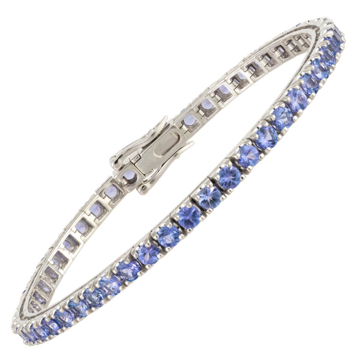 Pulseira em ouro branco com tanzanitas