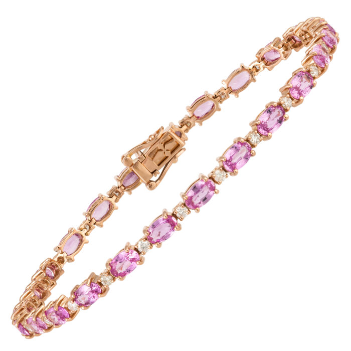 Pulseira em ouro amarelo com safiras e diamantes