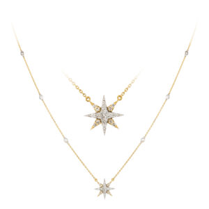 Colar em ouro amarelo com diamantes.